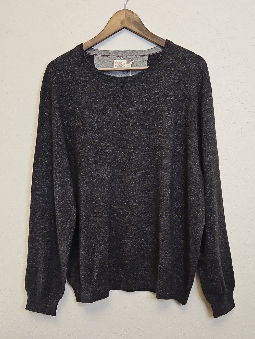 Faherty NWT Cashmere Blend Sconset Crew Sweater, XXL, Black Heather